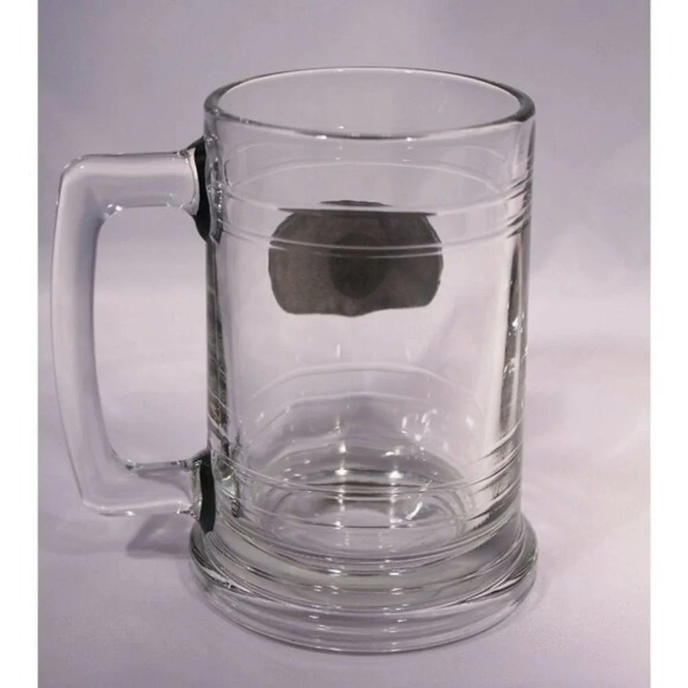 Beer Mug Groomsman Clear Glass Pewter Medallion Stein‎